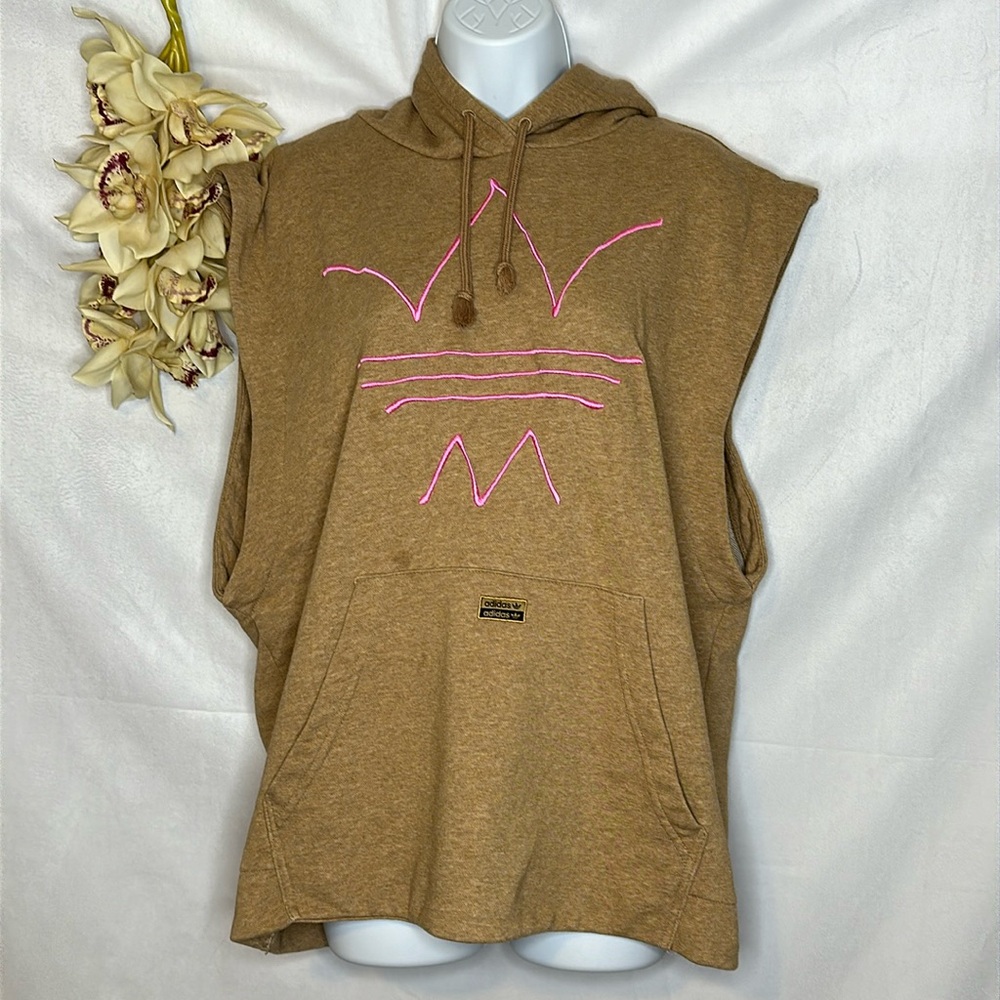 adidas Brown Hoodie with Pink Accents